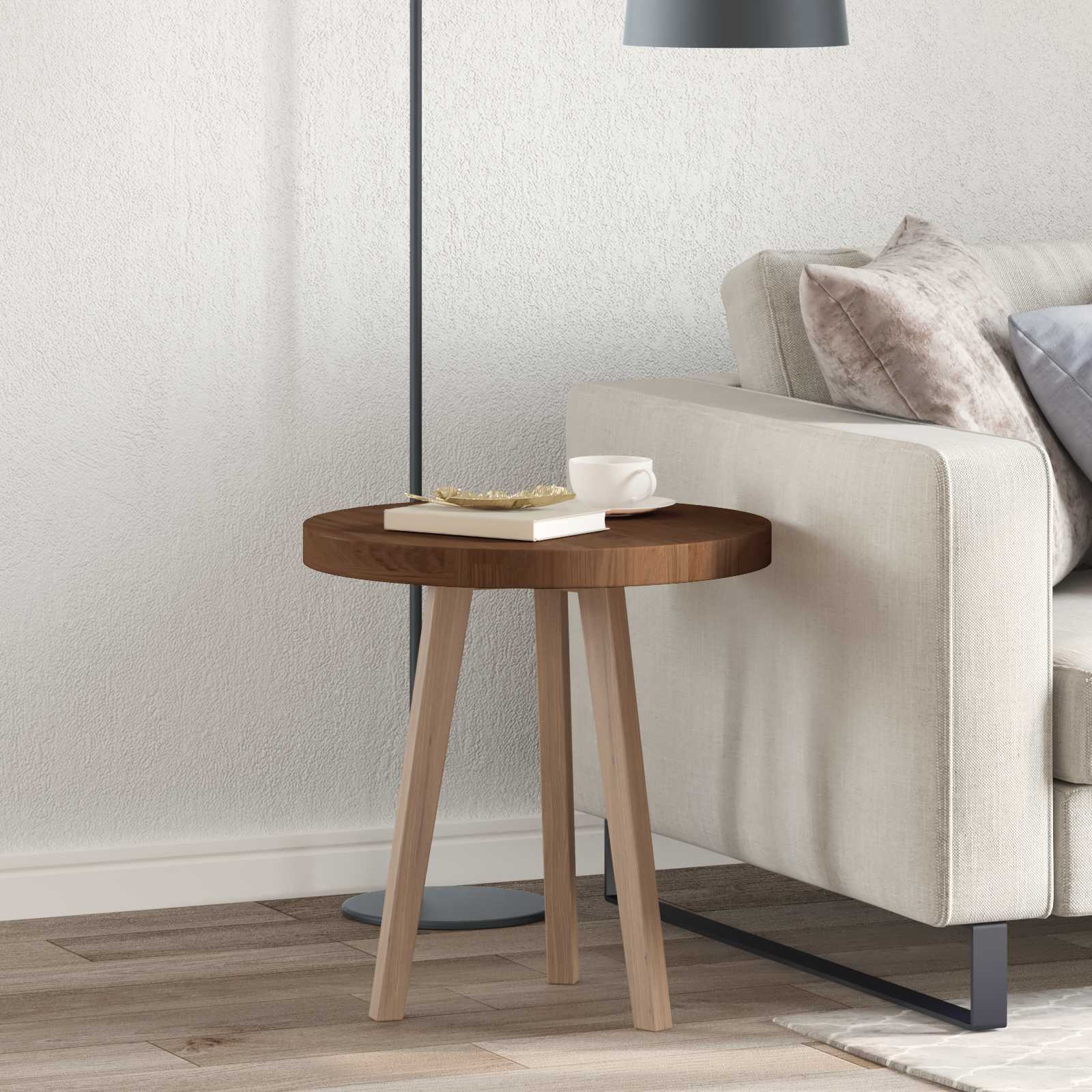 vidaXL Table Top Ø 50 x 4 cm Round Solid Oak Wood Dark Brown 1