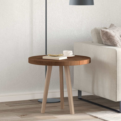 vidaXL Table Top Round Solid Oak Wood Dark Brown