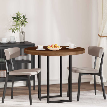 vidaXL Table Top Round Solid Oak Wood Dark Brown