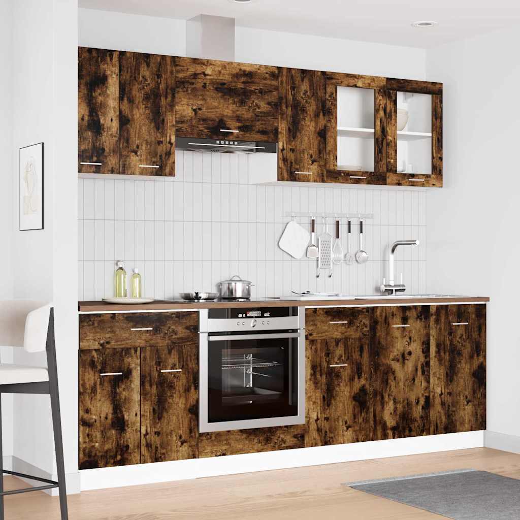 Kitchen Unit Lyon 8 pcs Engineered Wood Smoked oak