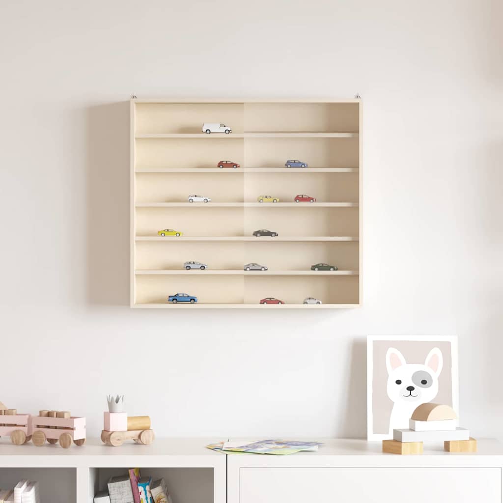 vidaXL Wall Display Case with Shelf Beige 60 x 8.5 x 54 cm Plywood 1