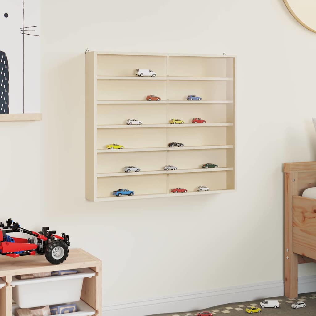 vidaXL Wall Display Case with Shelf Beige 60 x 8.5 x 54 cm Plywood 4