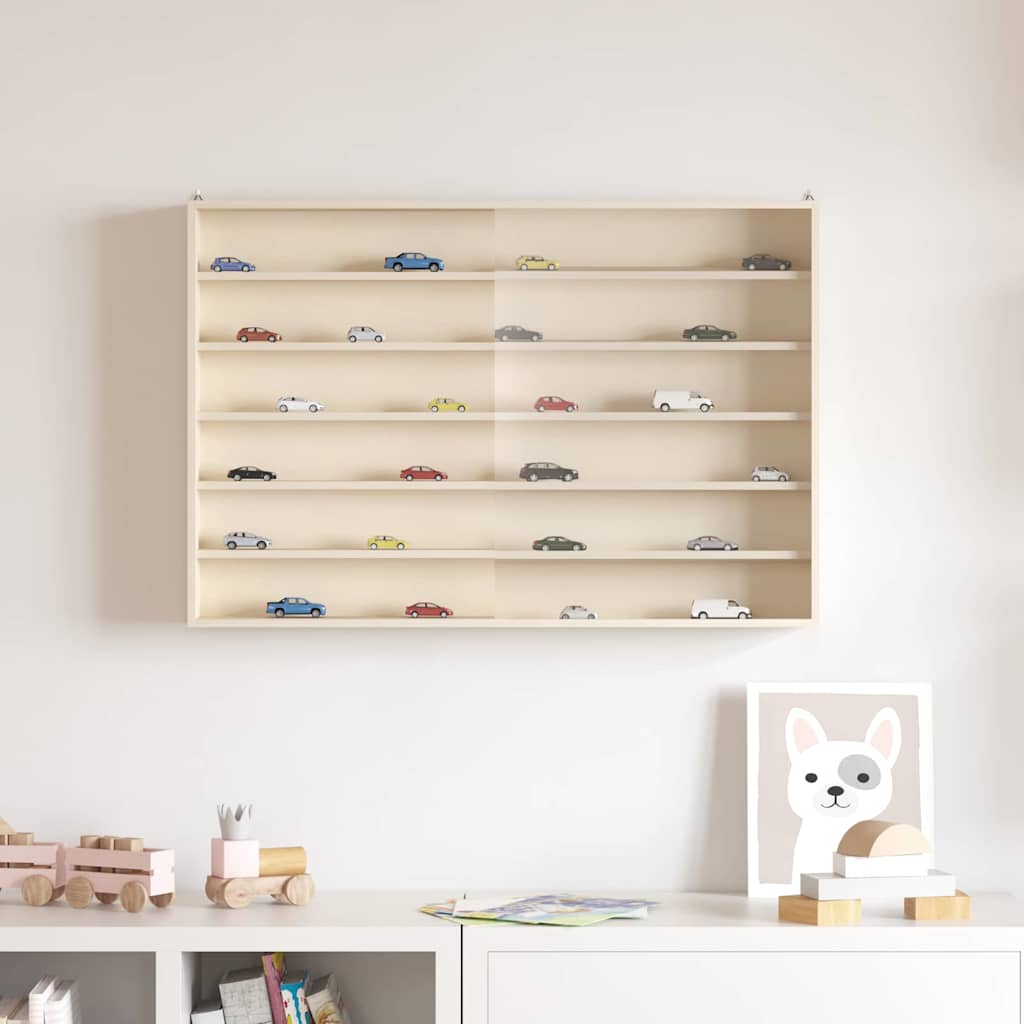 vidaXL Wall Display Case with Shelf Beige 80 x 8.5 x 54 cm Plywood 1