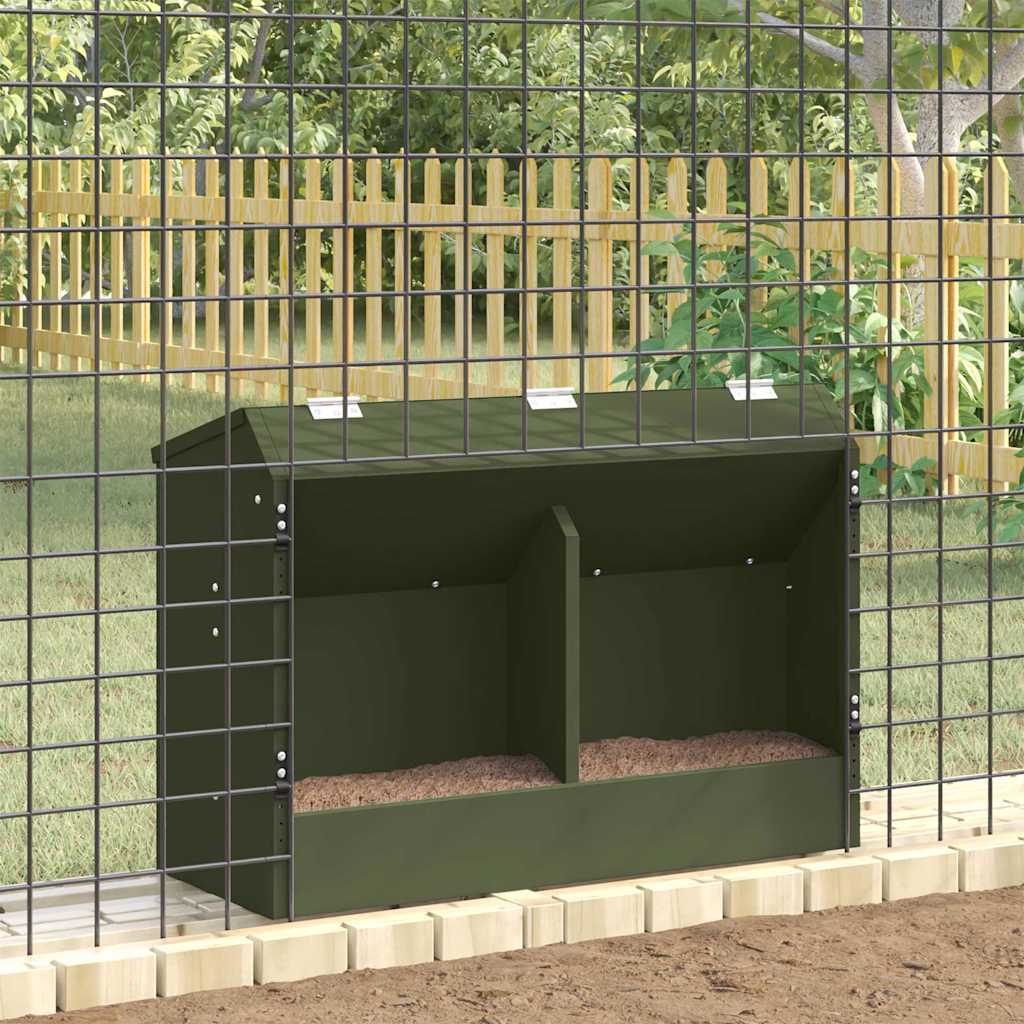 vidaXL Rabbit Feeder Olive Green 64.5 x 25.5 x 45.5 cm 6 kg 4