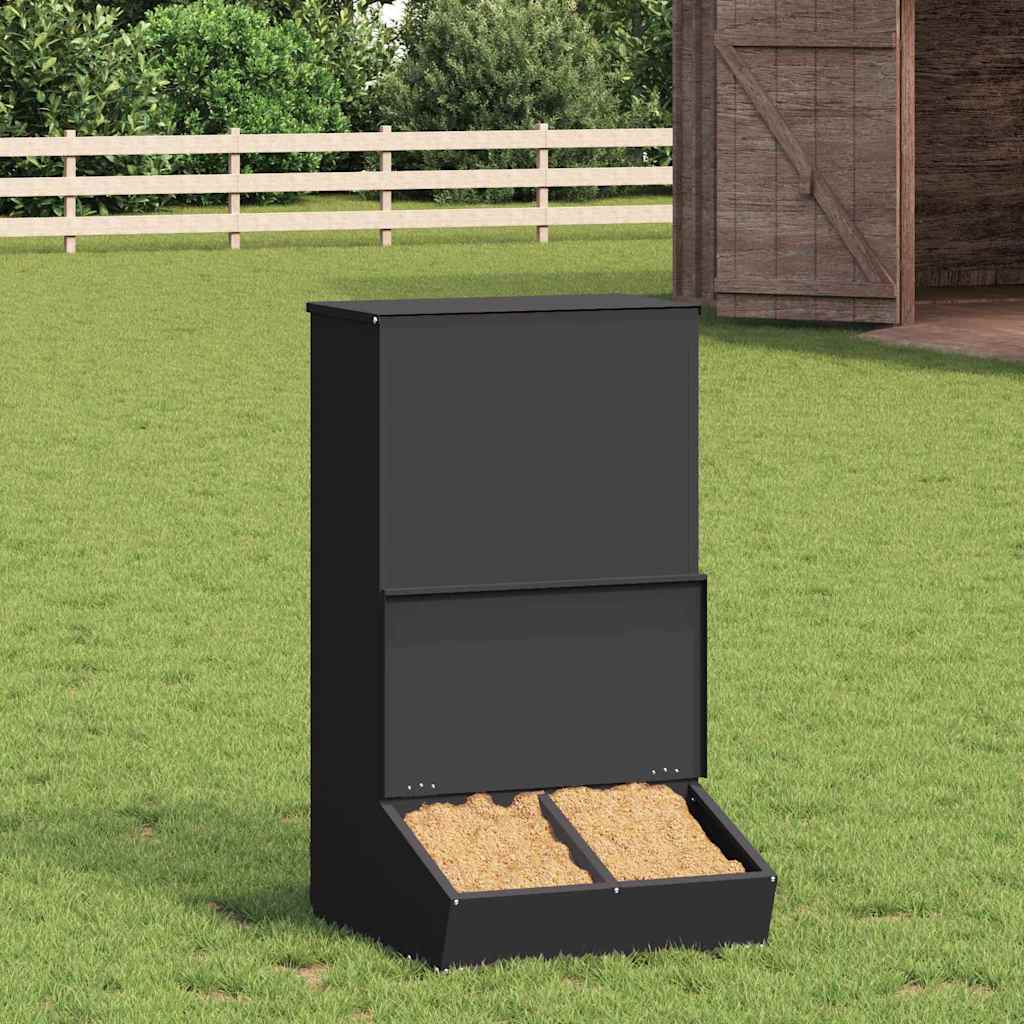 vidaXL Pig Feeder Black 55 x 51 x 91.5 cm 20 kg Cold-Rolled Steel 1
