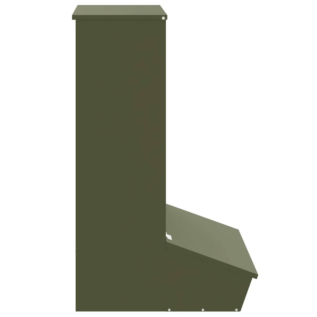 vidaXL Pig Feeder Olive Green 55 x 51 x 91.5 cm 20 kg 5