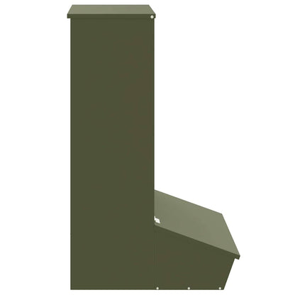 vidaXL Pig Feeder Olive Green 55 x 51 x 91.5 cm 20 kg 5