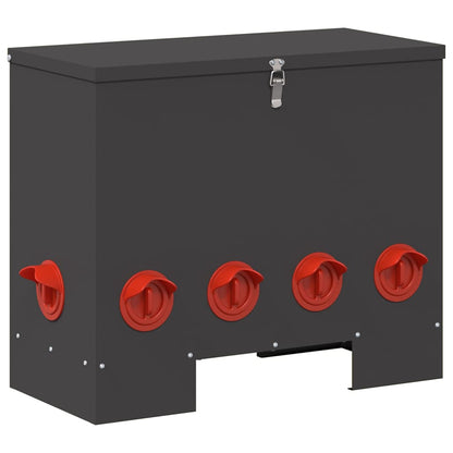 vidaXL Chicken Feeder Black 60.5 x 29 x 51 cm 25 kg Cold-Rolled Steel 2