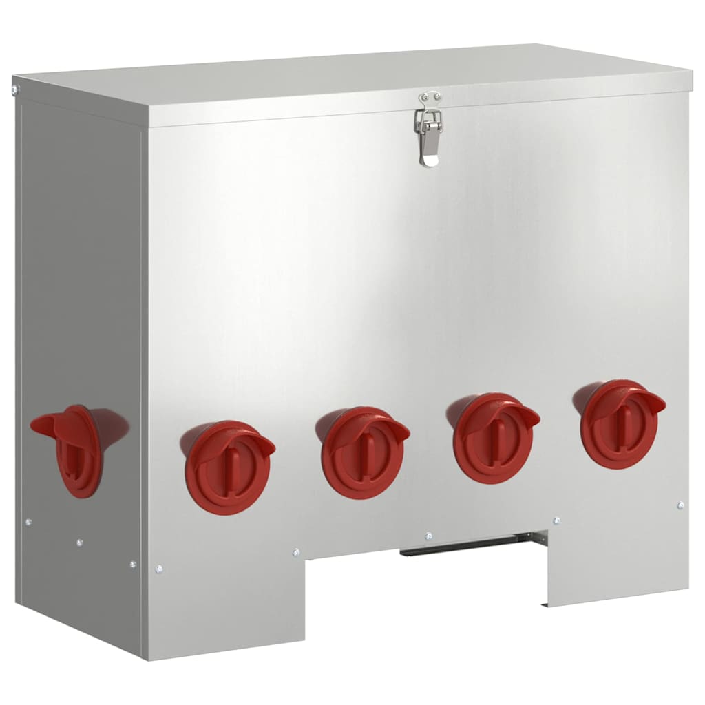 vidaXL Chicken Feeder Silver 60.5 x 29 x 51 cm 25 kg Galvanised Steel 2