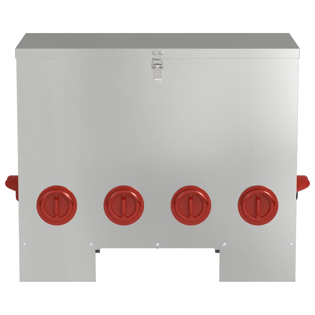 vidaXL Chicken Feeder Silver 60.5 x 29 x 51 cm 25 kg Galvanised Steel 4