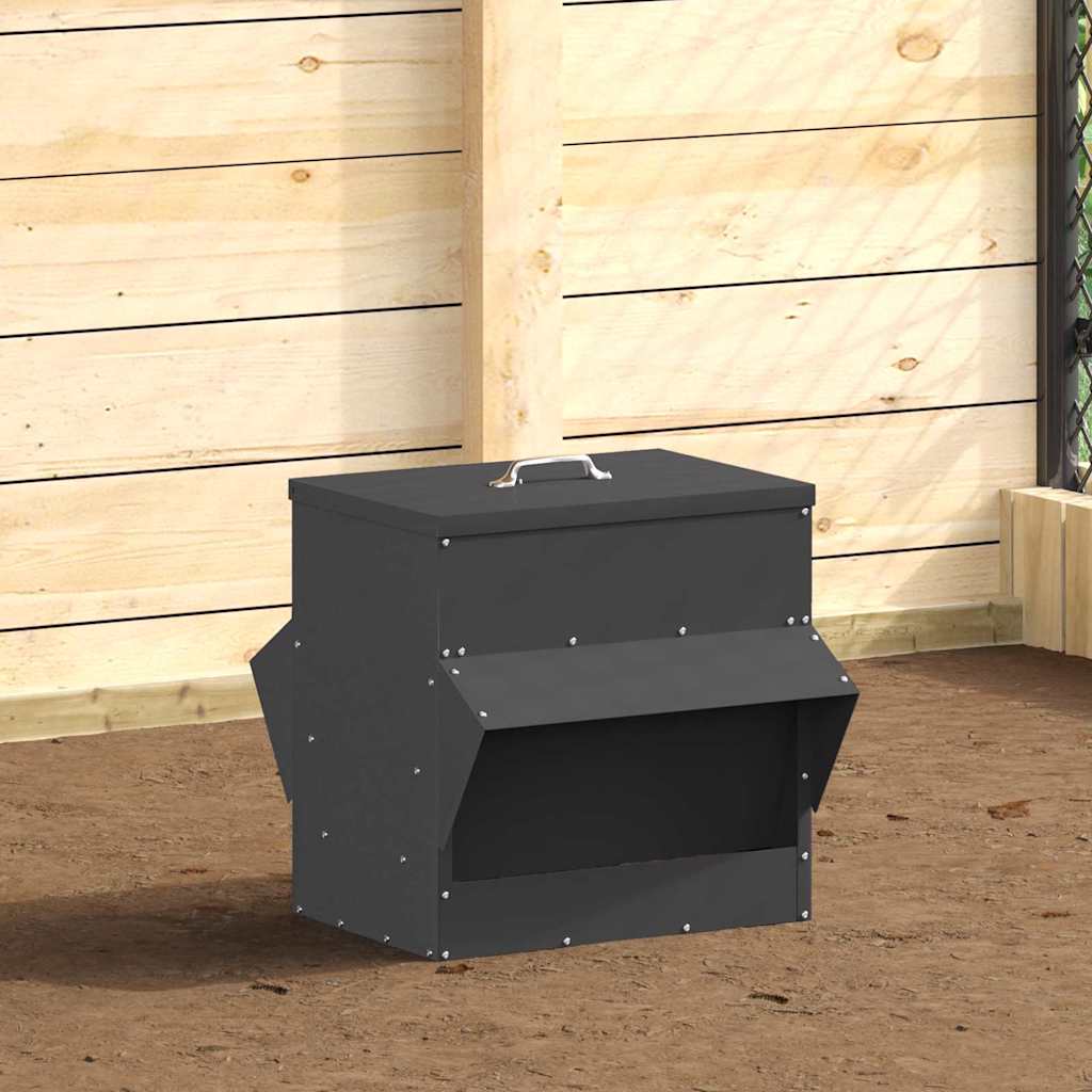 vidaXL Chicken Feeder Black 40.5 x 45 x 41 cm 20 kg Cold-Rolled Steel 4