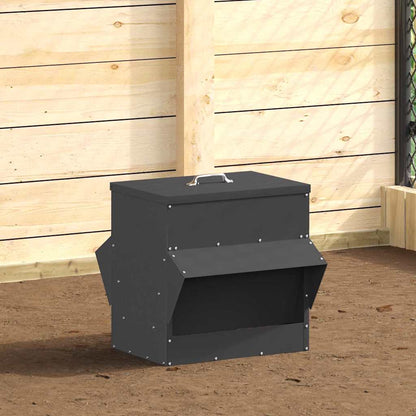 vidaXL Chicken Feeder Black 40.5 x 45 x 41 cm 20 kg Cold-Rolled Steel 4