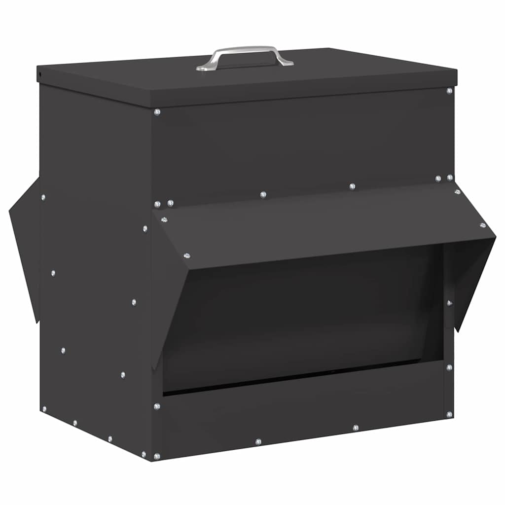 vidaXL Chicken Feeder Black 40.5 x 45 x 41 cm 20 kg Cold-Rolled Steel 2