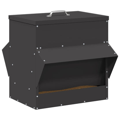 vidaXL Chicken Feeder Black 40.5 x 45 x 41 cm 20 kg Cold-Rolled Steel 3