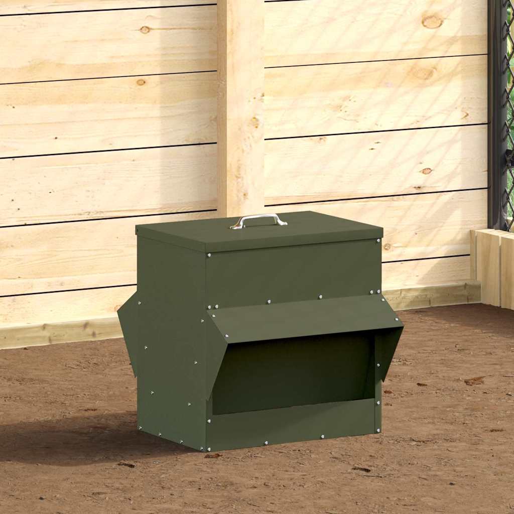 vidaXL Chicken Feeder Olive Green 40.5 x 45 x 41 cm 20 kg 4