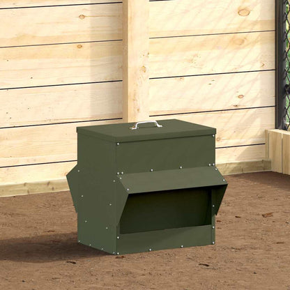 vidaXL Chicken Feeder Olive Green 40.5 x 45 x 41 cm 20 kg 4