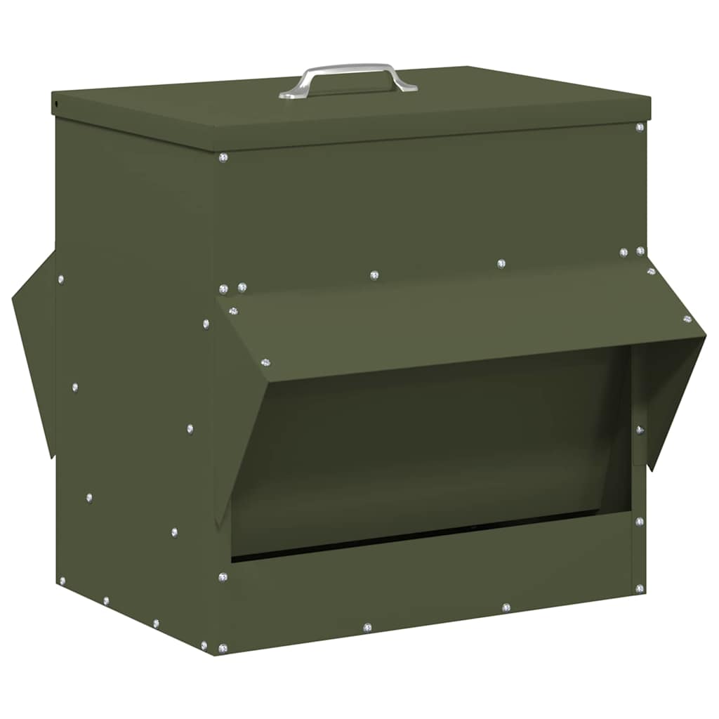 vidaXL Chicken Feeder Olive Green 40.5 x 45 x 41 cm 20 kg 2