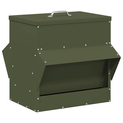 vidaXL Chicken Feeder Olive Green 40.5 x 45 x 41 cm 20 kg 2