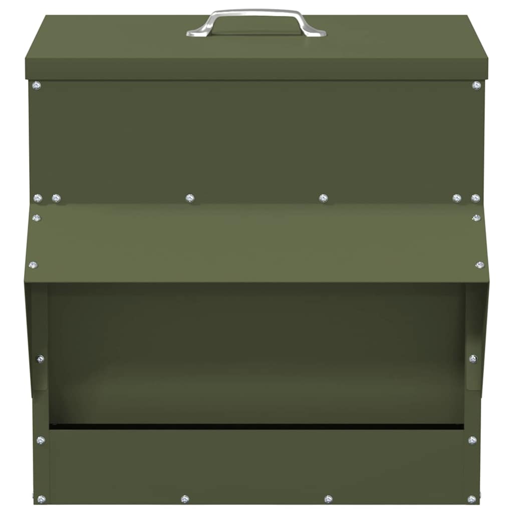 vidaXL Chicken Feeder Olive Green 40.5 x 45 x 41 cm 20 kg 5