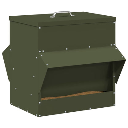 vidaXL Chicken Feeder Olive Green 40.5 x 45 x 41 cm 20 kg 3