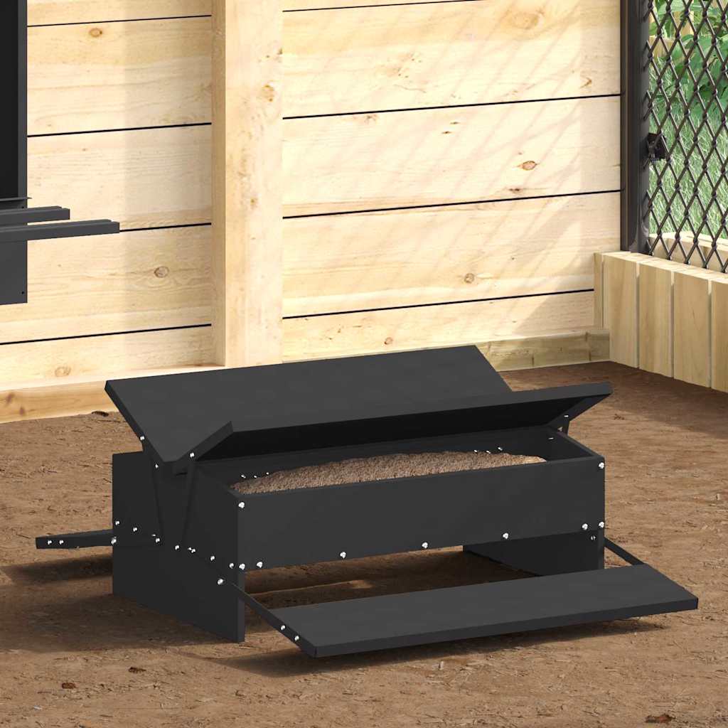 vidaXL Chicken Treadle Feeder Black 75 x 53 x 20.5 cm 10 kg 1