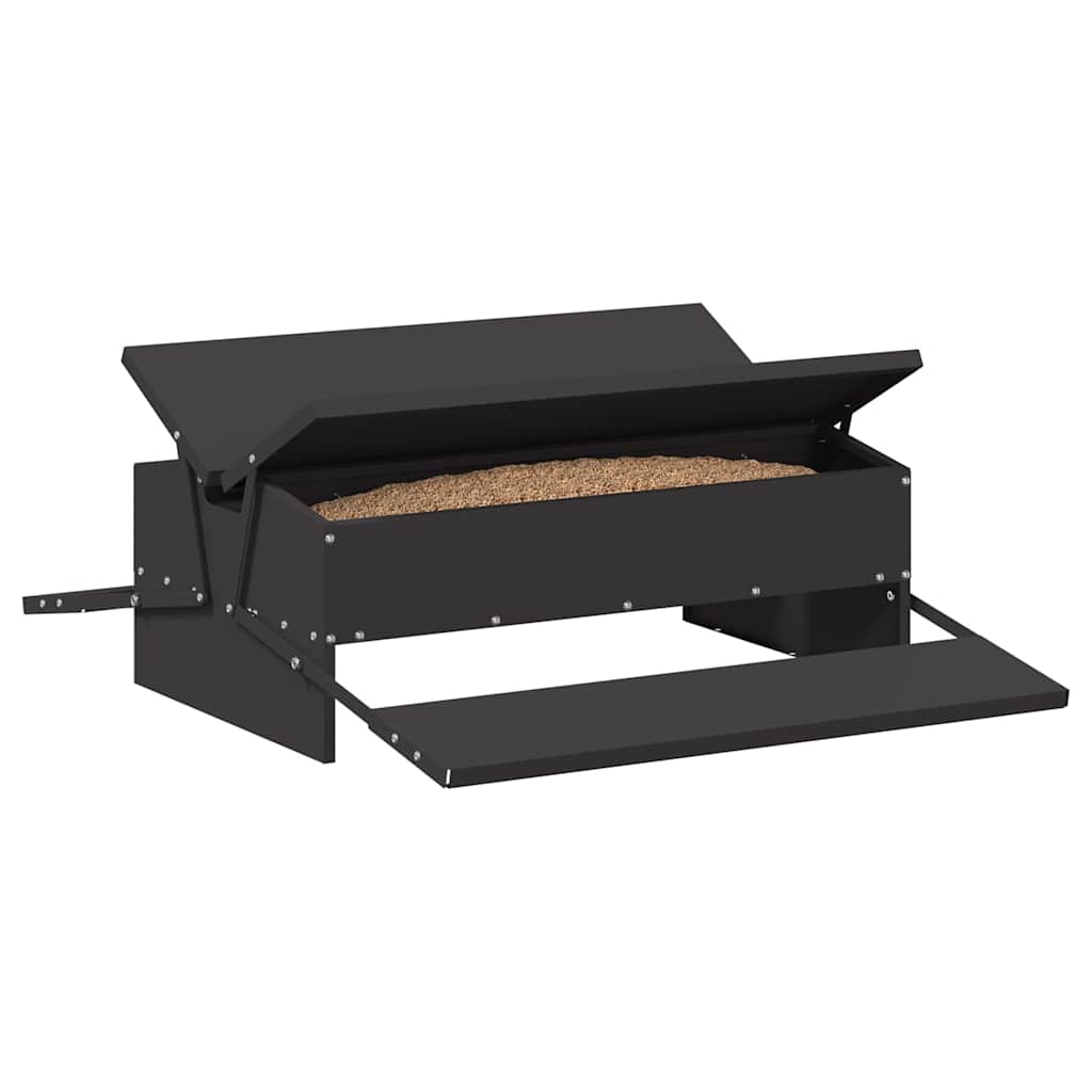 vidaXL Chicken Treadle Feeder Black 75 x 53 x 20.5 cm 10 kg 3