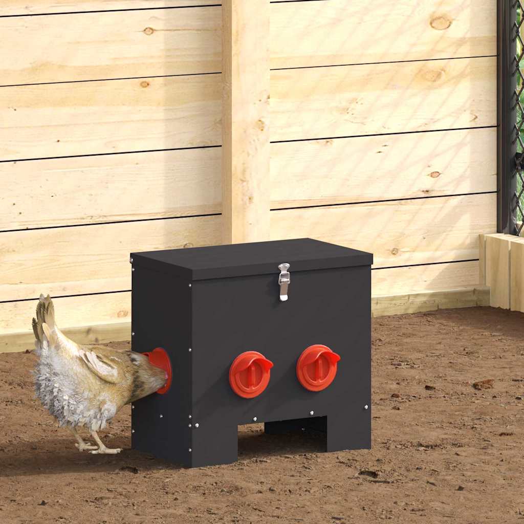 vidaXL Chicken Feeder 2 Black 40.5 x 25 x 38 cm 20 kg 1