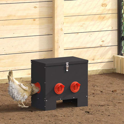 vidaXL Chicken Feeder 2 Black 40.5 x 25 x 38 cm 20 kg 1
