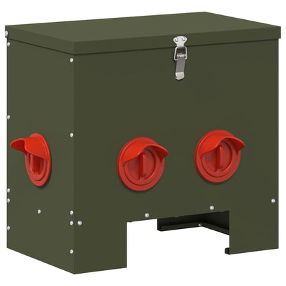 vidaXL Chicken Feeder 2 Olive Green 40.5 x 25 x 38 cm 20 kg 4