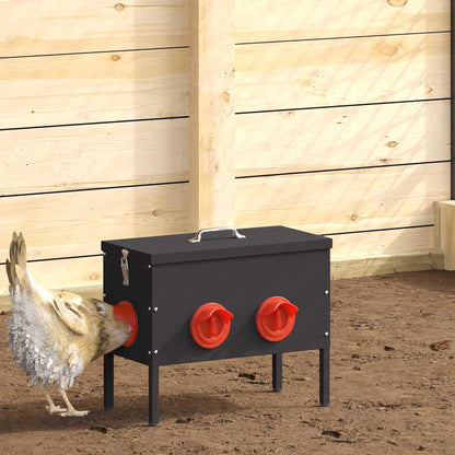 vidaXL Chicken Feeder 2 Black 41.5 x 20.5 x 33 cm 15 kg 1