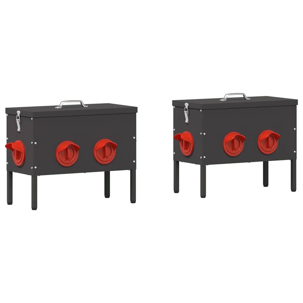 vidaXL Chicken Feeder 2 Black 41.5 x 20.5 x 33 cm 15 kg 2