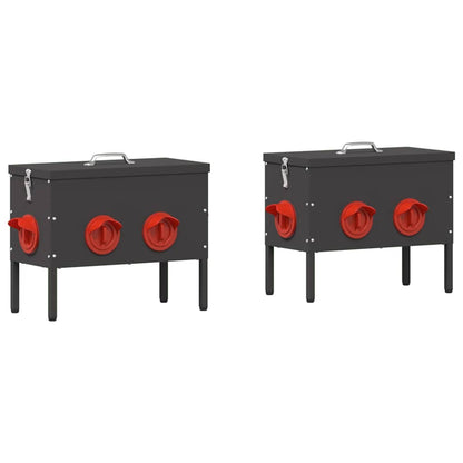 vidaXL Chicken Feeder 2 Black 41.5 x 20.5 x 33 cm 15 kg 2