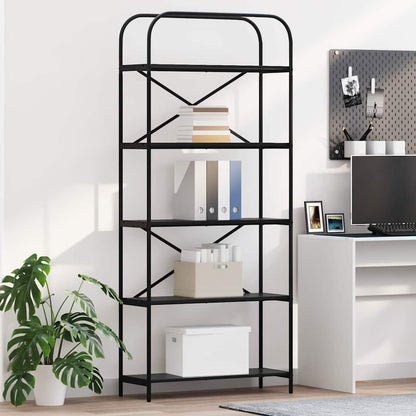 vidaXL Bookshelf 5-Tier 80 x 30 x 183 cm Engineered wood Black Oak 1