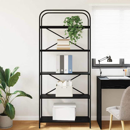 vidaXL Bookshelf 5-Tier 80 x 30 x 183 cm Engineered wood Black Oak 4