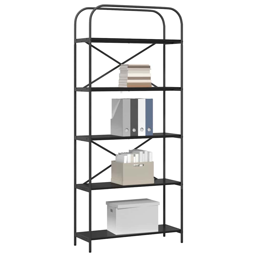 vidaXL Bookshelf 5-Tier 80 x 30 x 183 cm Engineered wood Black Oak 3