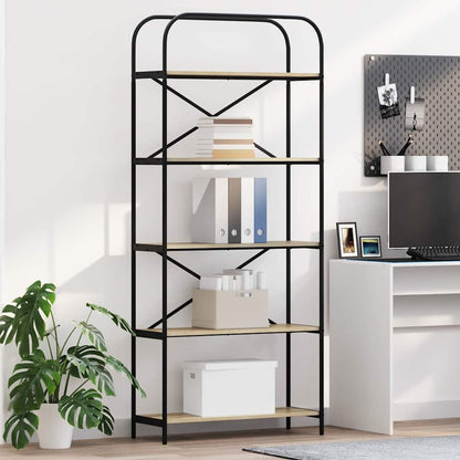 vidaXL Bookshelf 5-Tier 80 x 30 x 183 cm Engineered wood Sonoma Oak 1