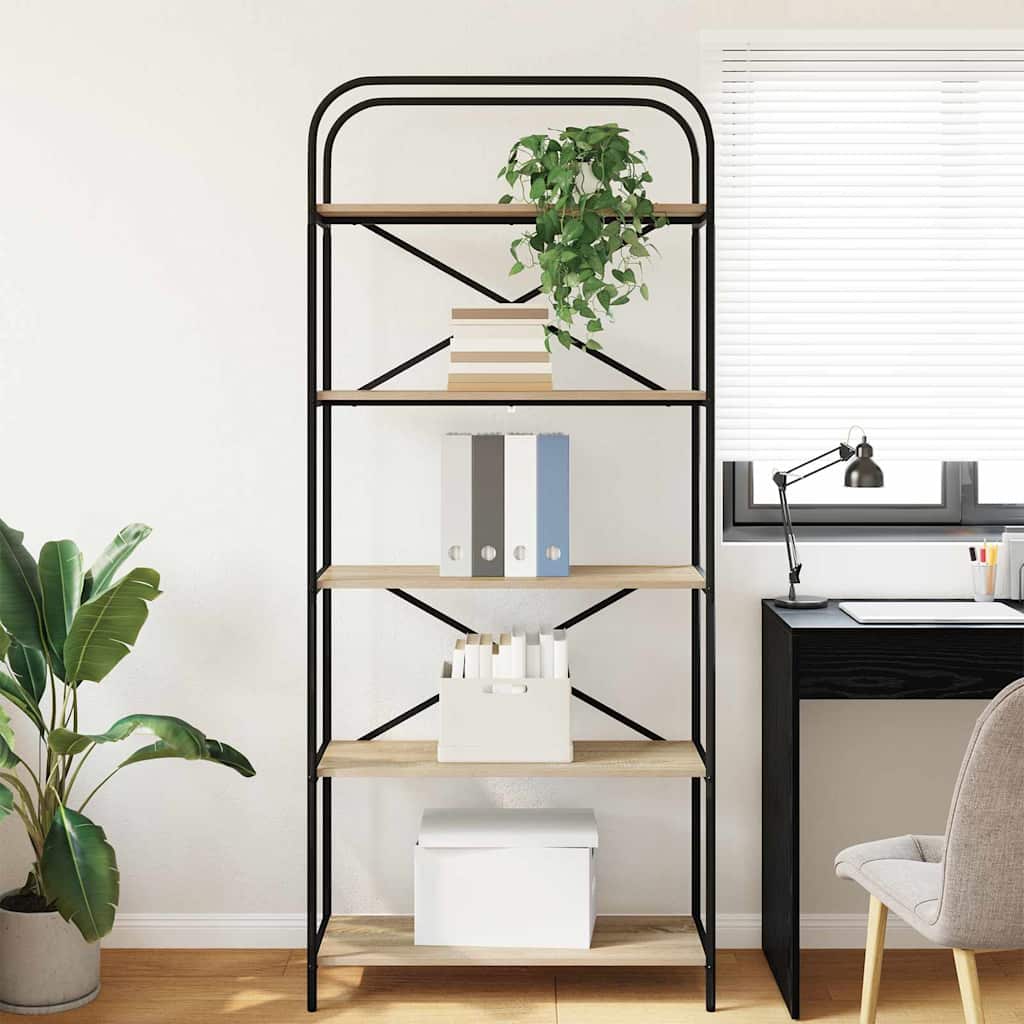 vidaXL Bookshelf 5-Tier 80 x 30 x 183 cm Engineered wood Sonoma Oak 4