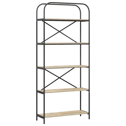 vidaXL Bookshelf 5-Tier 80 x 30 x 183 cm Engineered wood Sonoma Oak 2
