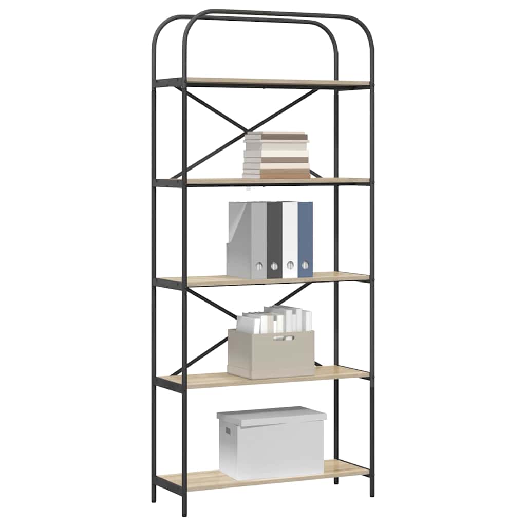 vidaXL Bookshelf 5-Tier 80 x 30 x 183 cm Engineered wood Sonoma Oak 3