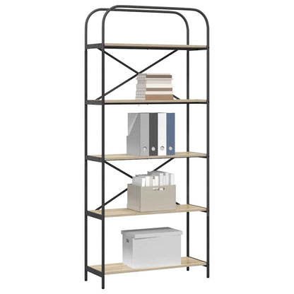 vidaXL Bookshelf 5-Tier 80 x 30 x 183 cm Engineered wood Sonoma Oak 3