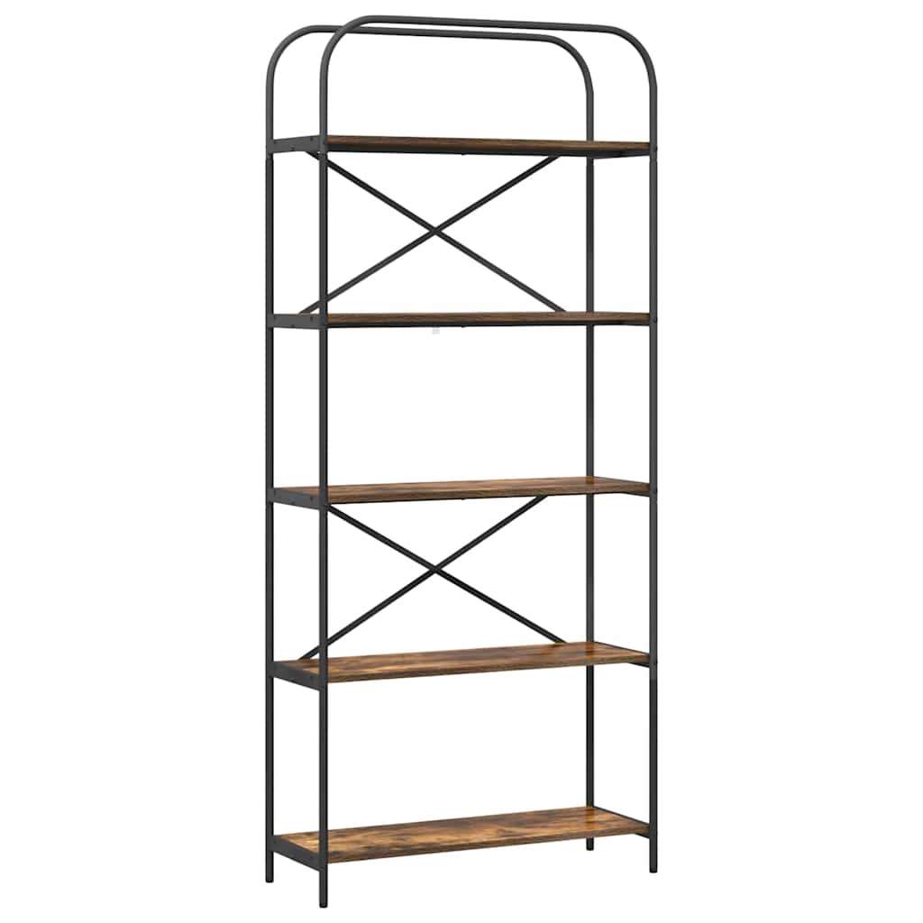 vidaXL Bookshelf 5-Tier 80 x 30 x 183 cm Engineered wood Smoked Oak 2