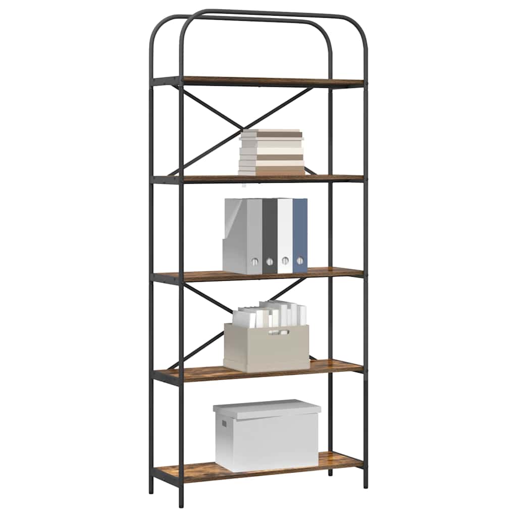vidaXL Bookshelf 5-Tier 80 x 30 x 183 cm Engineered wood Smoked Oak 3