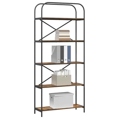 vidaXL Bookshelf 5-Tier 80 x 30 x 183 cm Engineered wood Smoked Oak 3