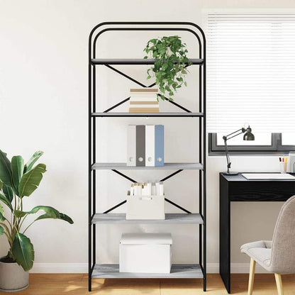 vidaXL Bookshelf 5-Tier 80 x 30 x 183 cm Engineered wood Grey Sonoma 4