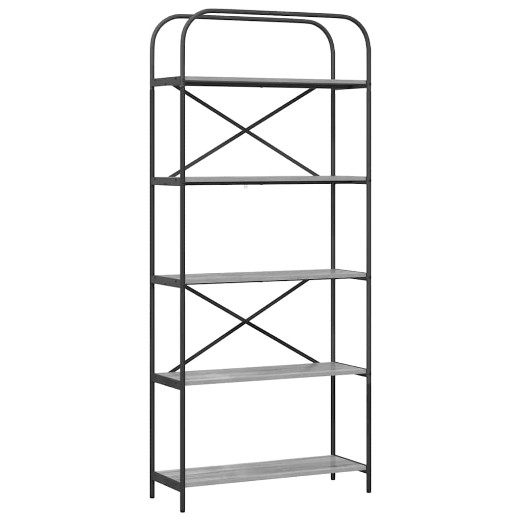 vidaXL Bookshelf 5-Tier 80 x 30 x 183 cm Engineered wood Grey Sonoma 2