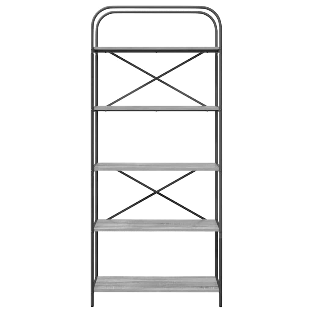 vidaXL Bookshelf 5-Tier 80 x 30 x 183 cm Engineered wood Grey Sonoma 5