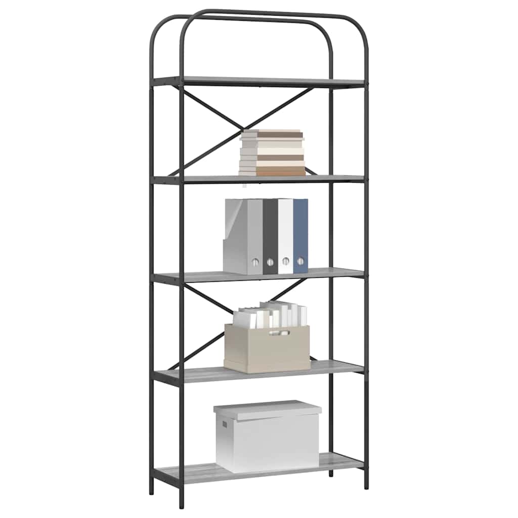 vidaXL Bookshelf 5-Tier 80 x 30 x 183 cm Engineered wood Grey Sonoma 3