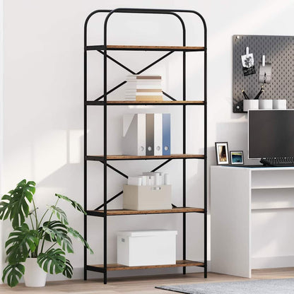 vidaXL Bookshelf 5-Tier 80 x 30 x 183 cm Engineered wood Old Wood 1