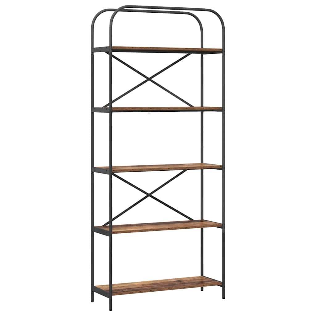 vidaXL Bookshelf 5-Tier 80 x 30 x 183 cm Engineered wood Old Wood 2