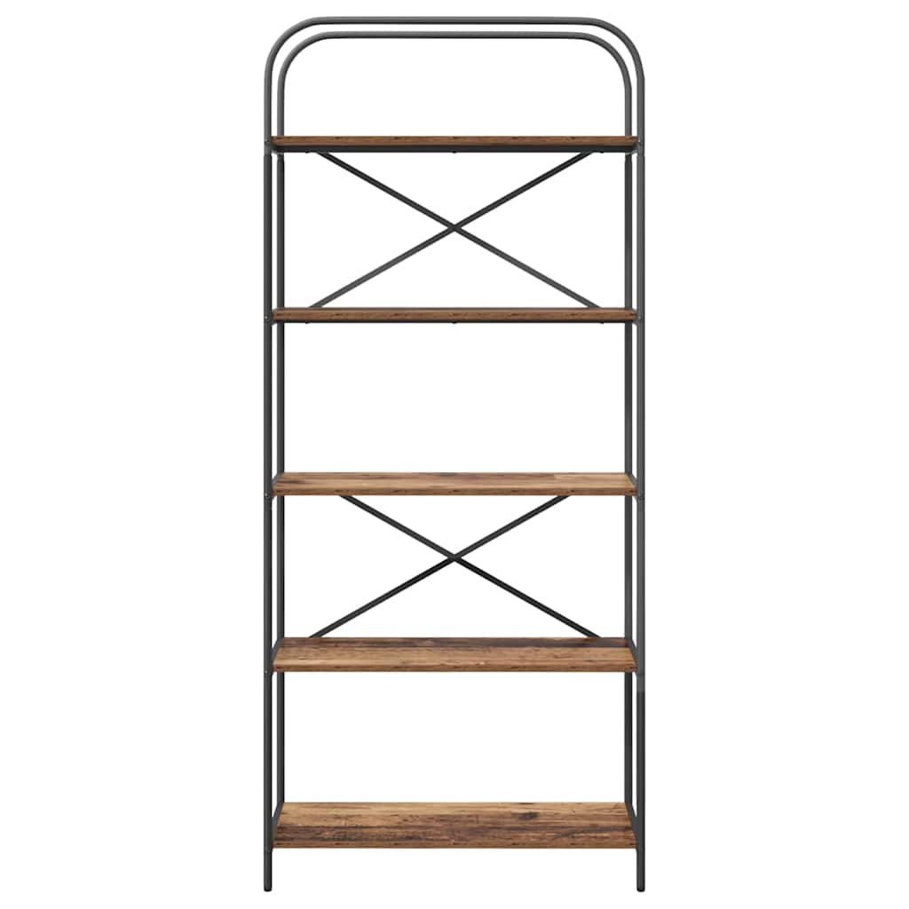 vidaXL Bookshelf 5-Tier 80 x 30 x 183 cm Engineered wood Old Wood 5